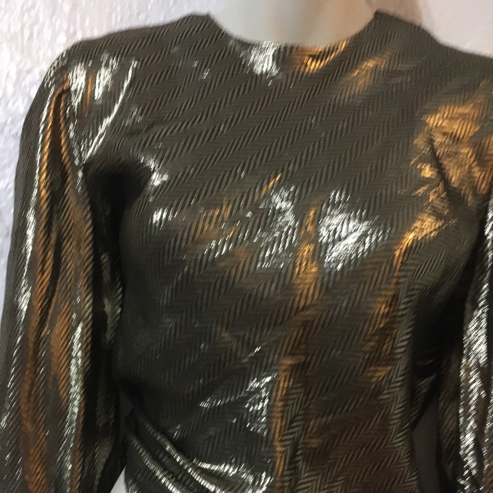 Vintage metallic Gold Lame top button‎ up back size 10 - Picture 3 of 8